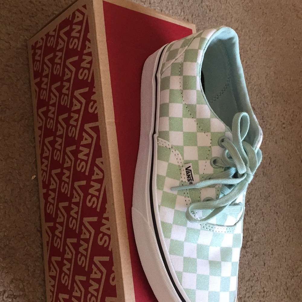 Sparkly minty vans that are brand new